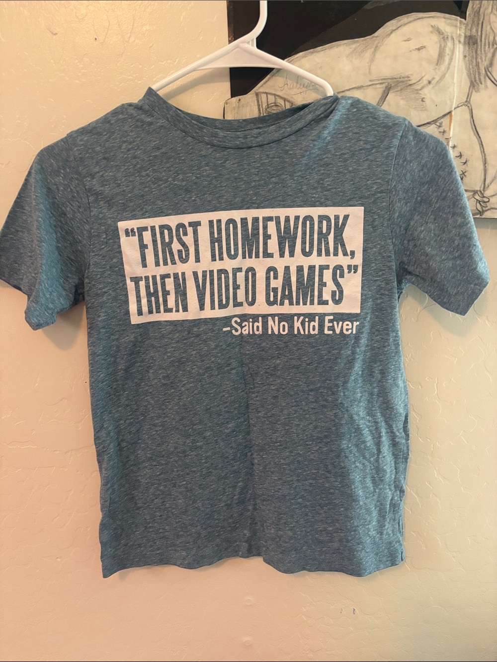 The Children's Place Blue Graphic Tee - 'First Homework, Then Video Games'